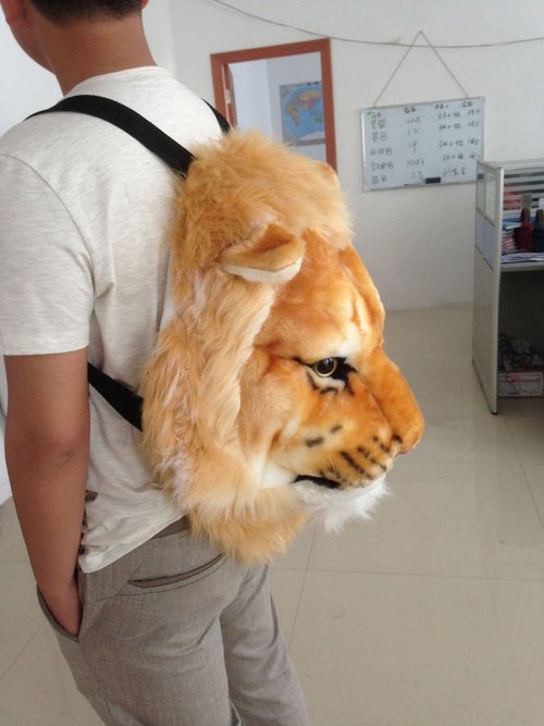 3D Animal Head Backpack Bag Backpack tiger/Lion/leopard/black bear Head Backpack Bag Knapsack and Wall Mount (lion)