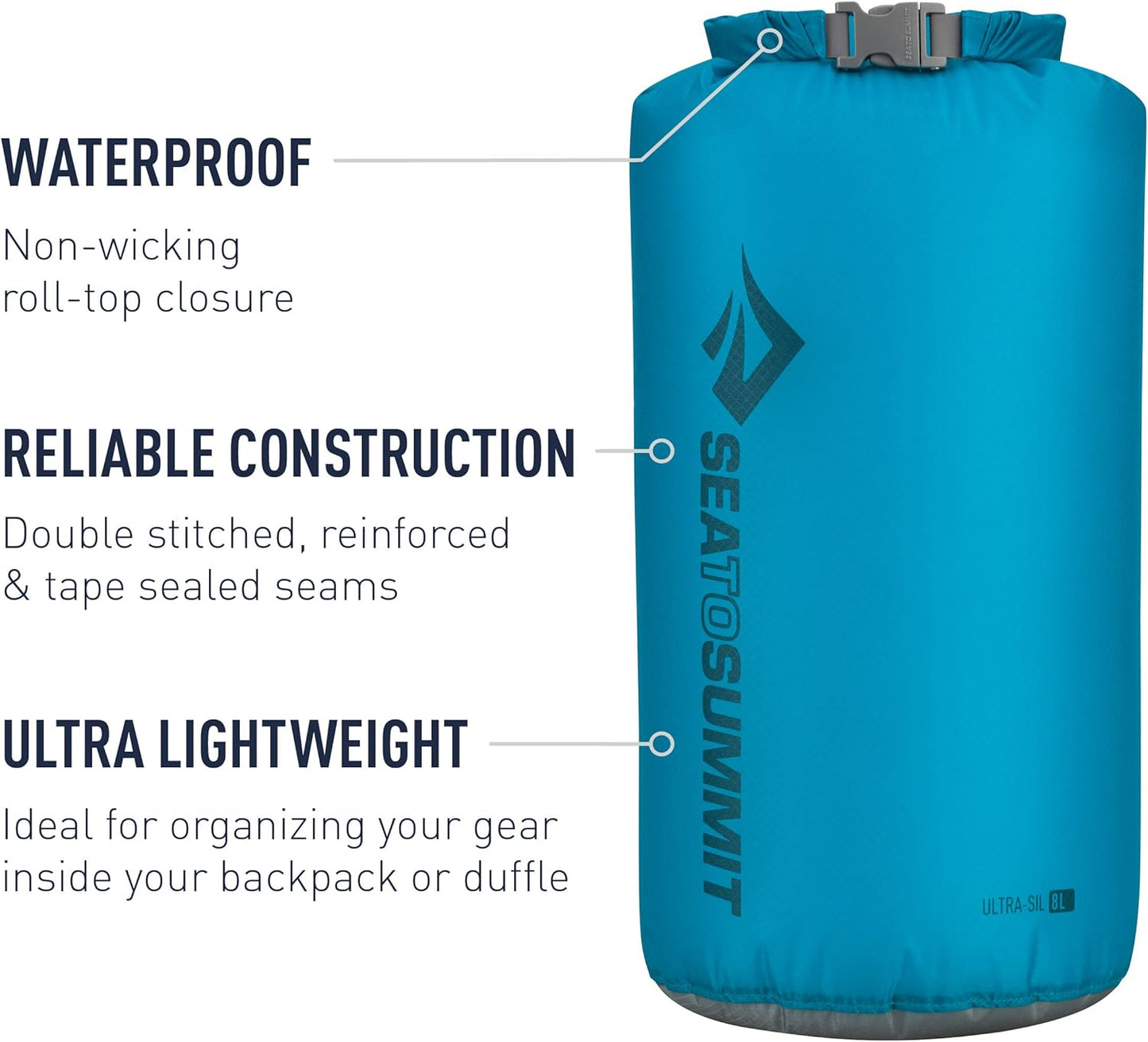 Sea to Summit Ultra-Sil Dry Sack - Ultralight Waterproof Dry Bag for Travel | 20L Size