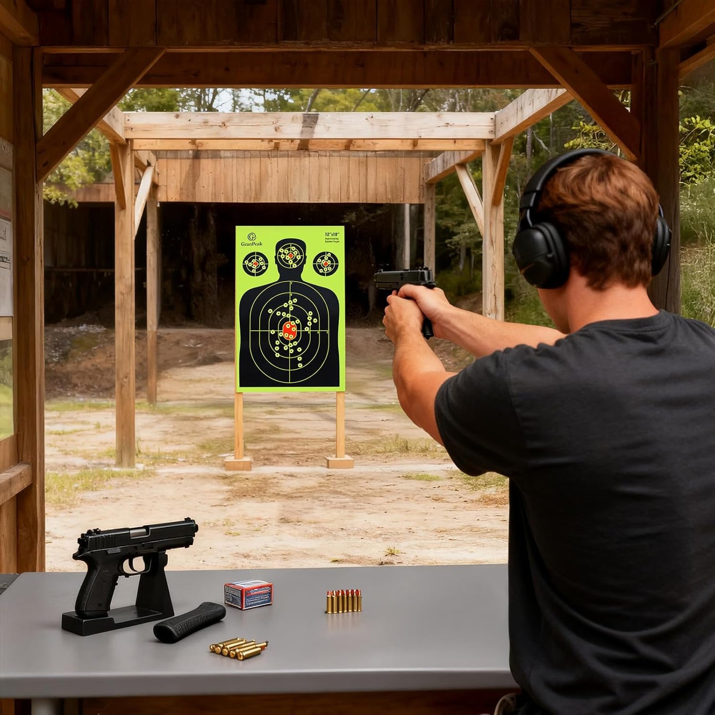 Silhouette Splatter Targets - Adhesive Shooting Targets with Bright Fluorescent Yellow Design | 12 x 18 Inch
