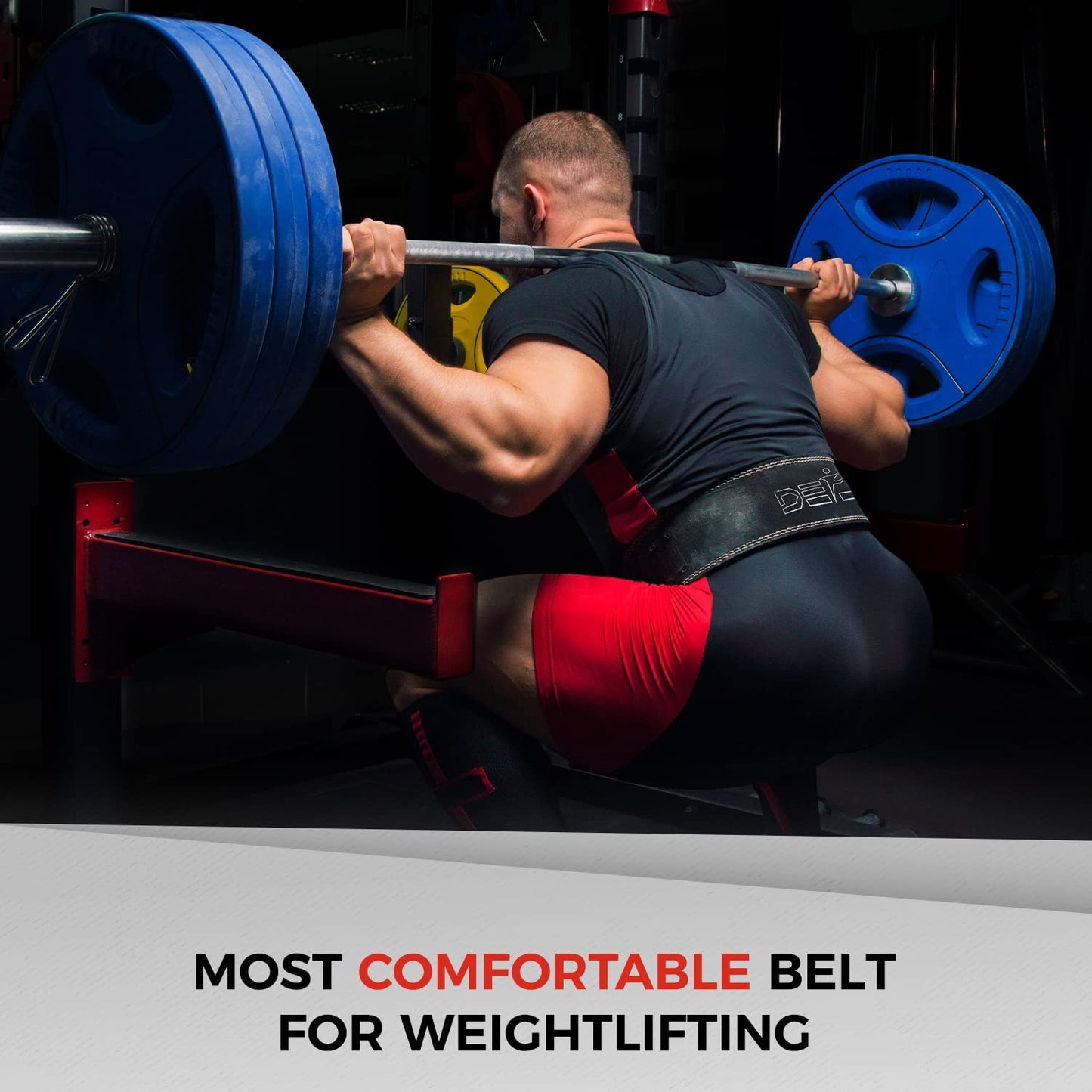 DEFY Lever Belt Cowhide Genuine Leather 10MM Gym Training Power Lifting Men & Women Weightlifting Belt Black (Small)