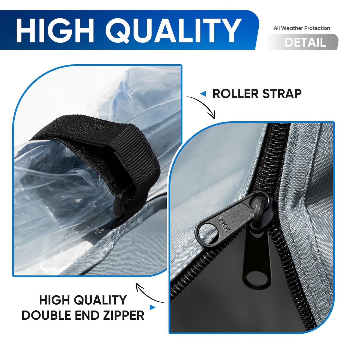 Rosefray Golf Cart Enclosure, 600D Waterproof 4 Passenger Driving Enclosure with Clear PVC Windshield, Short Roof 58" for EZGO, Club Car- Durable Door Zipper - 2+2 Golf Cart Rain Cover-Black