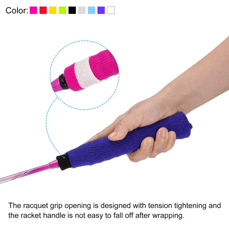 PATIKIL Cotton Feeling Badminton Towel Grip, 4 Pack Nylon Tennis Racket Overgrip Racquet Grip Hand Glue Anti-Skid Sweatband for Golf Bike Handle, Blue