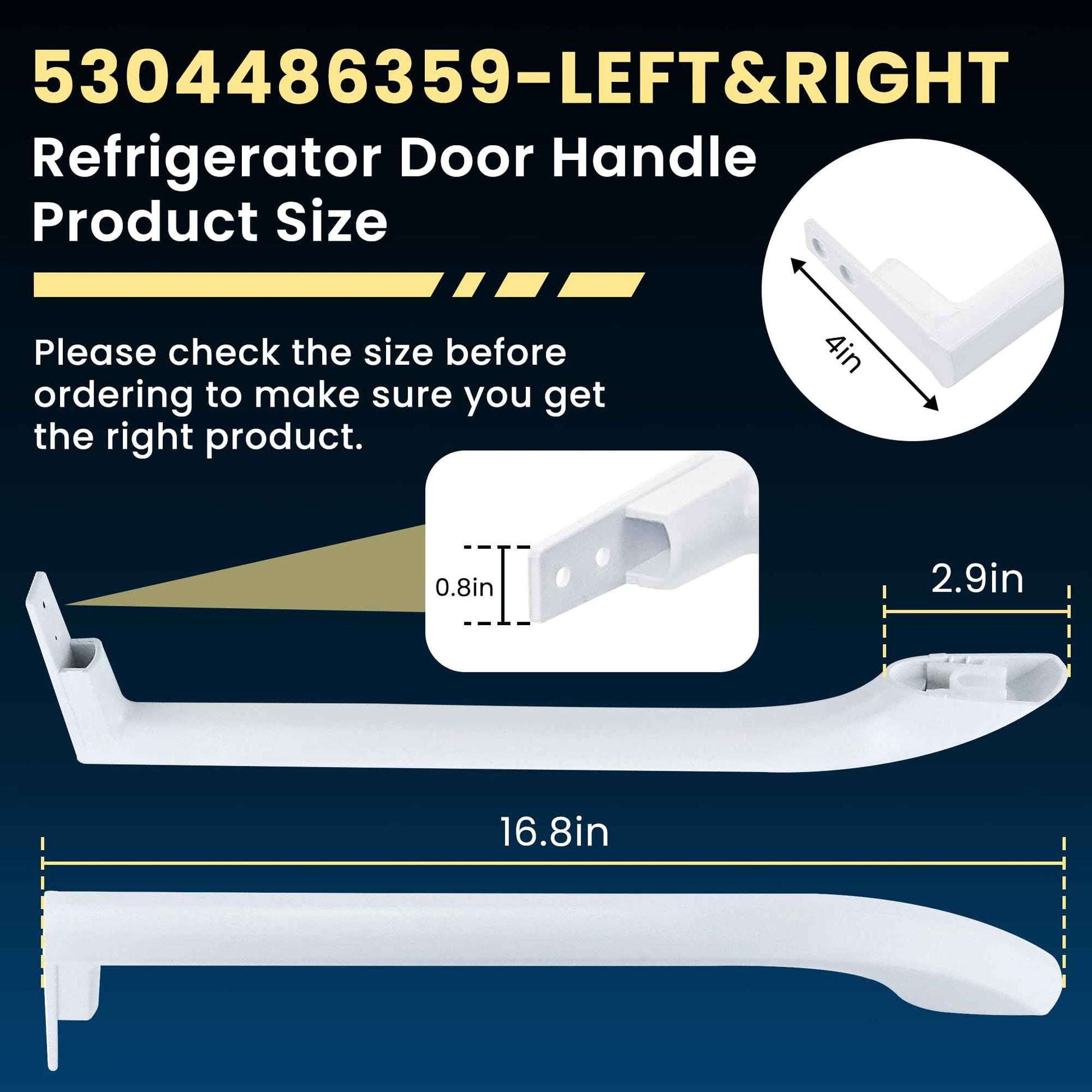 Fetechmate 5304486359 5304506469 Refrigerator Door Handle Set Compatible with Frig-idaire Refrigerators Replaces 5304504507 242059501 242059504 FFTR1814QW4A 2 Pack