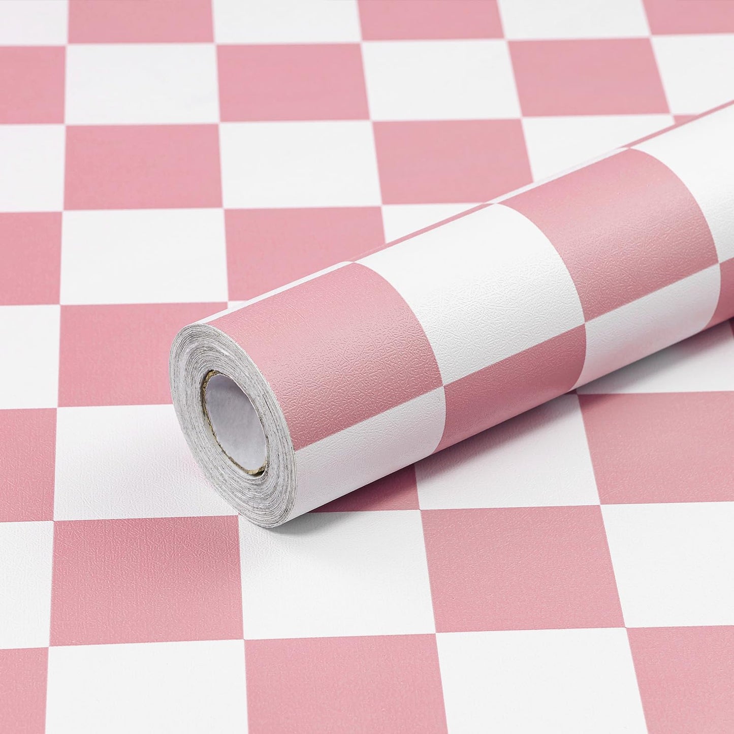 CAX Checkered Peel and Stick Wallpaper 17.3"x120" Pink and White Mosaic Checkered Contact Paper Peel and Stick Modern Self Adhesive Checkerboard Wallpaper for Bathroom Cabinets Shelf Liner Vinyl