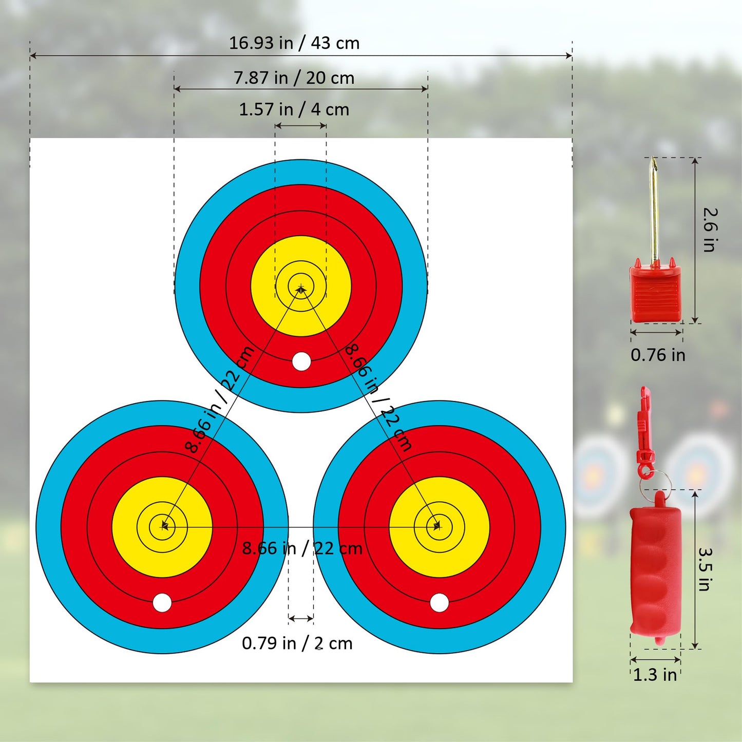 MOLFUJ Archery Targets Paper 3 Spot, New Las Version 30pcs/50pcs, Archery Target Pins Included, Bow and Arrow Targets for Hunting Backyard, Archery Target Practice Accessories