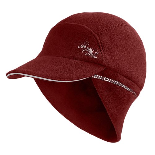 EZPACE Fleece Ponytail Hat for Women with 3M Thinsulate Ear Warmer Running Gear Winter Cold Weather（Burgundy