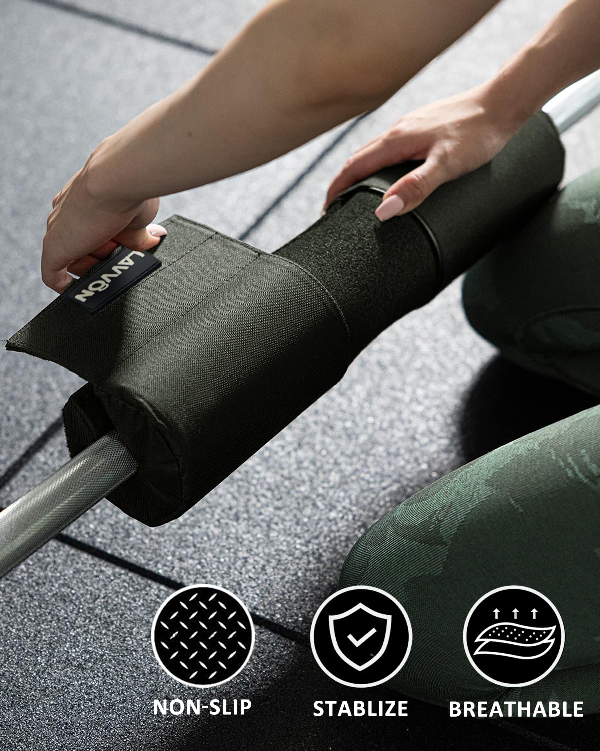 Barbell Squat Pad Nylon Padding AntiSlip- Thick Foam Barbell Pad for Squats Cushion, Lunges&Bar Padding for Hip Thrusts - Standard Weight Bar Pad - Provides Cushion to Neck Shoulders Training
