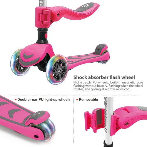 Kicknroll 3-Wheel Scooter for Kids 3-12 | Light-Up Wheels, Adjustable Height, Extra Wide Deck (110 lbs Max)