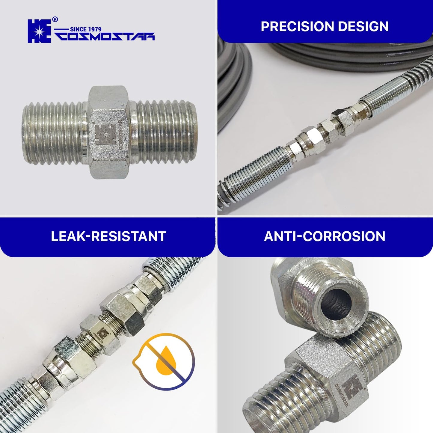 Cosmostar 1/4" x 1/4" Hose Fitting for Connecting 1/4" Airless Paint Hoses, Compatible with 243025-3 pcs(NGG0404S-3P)