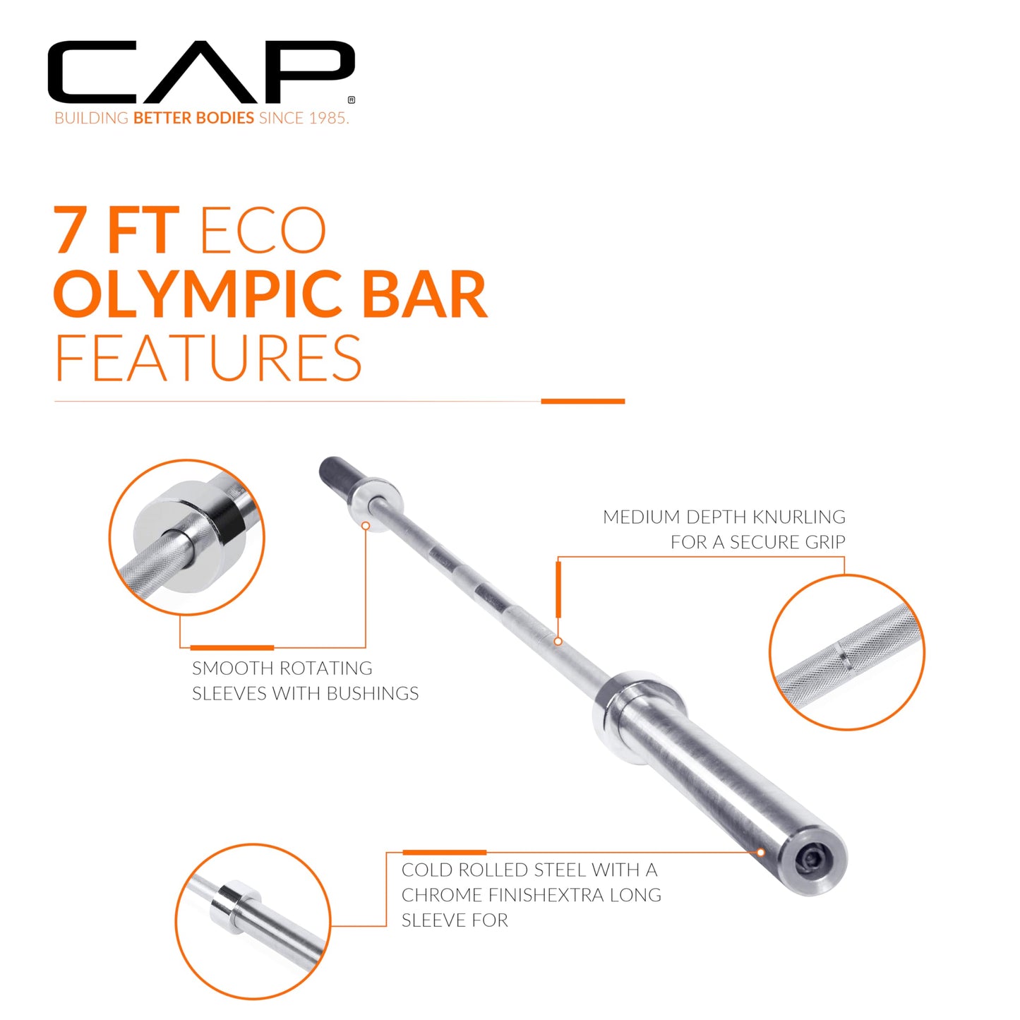 CAP Barbell Classic 7-Foot Olympic Bar, Chrome