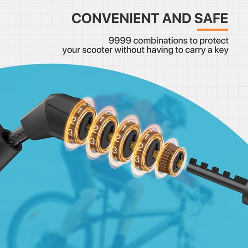 Bike Lock Cable with Combination, Coiled Secure 4-Digit Resettable Combination Bicycle Lock Anti-Theft, with Mounting Bracket for Bikes and Scooters