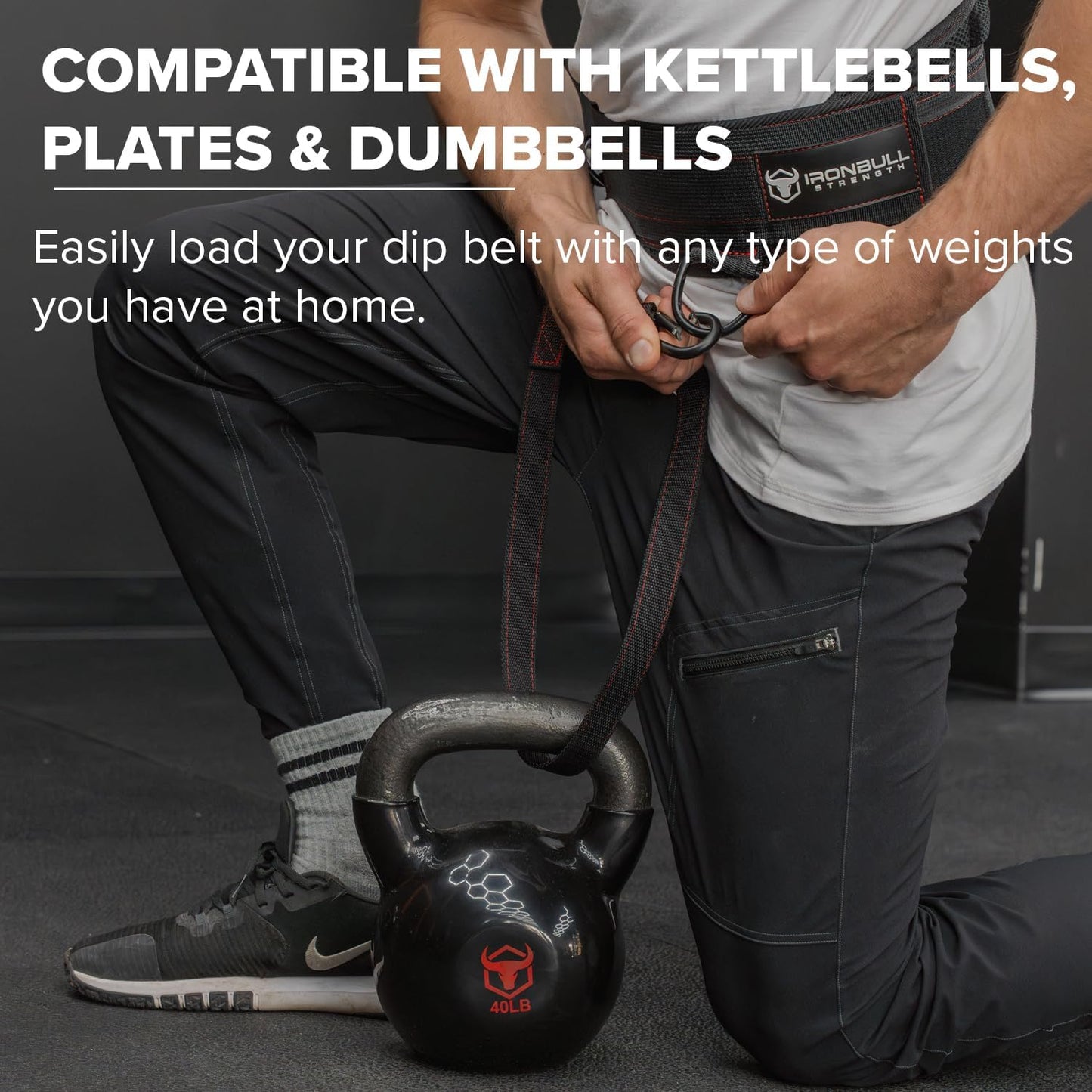 Advanced Dip Belt V2 – Heavy-Duty Weighted Belt with Reinforced Back, Chain & Nylon Strap – 3-Point Anchor D-Rings for Dips, Pull-Ups, Squats & More (Medium)