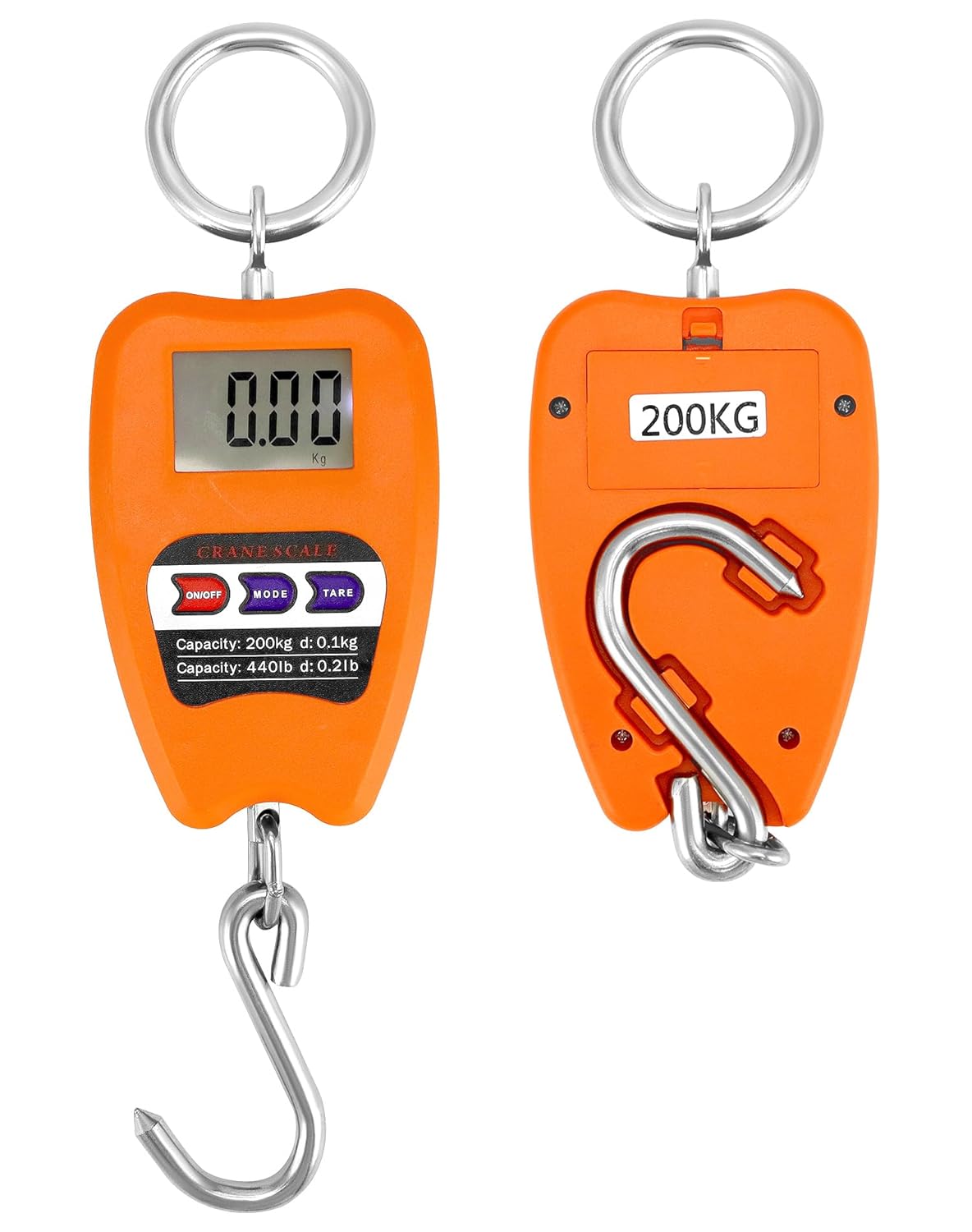 QWORK Digital Hanging Weight Scale - 440lbs Capacity | Durable Aluminum Housing & LED Display for Fishing & Luggage