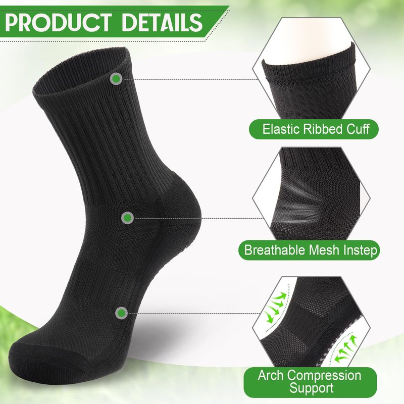 COTMAKETON 2/4 Pairs Mens Soccer Socks with Grips Cushioned Anti Slip Football Basketball Sports Socks (US, Alpha, One Size, Regular, Regular, 4pack-Black)