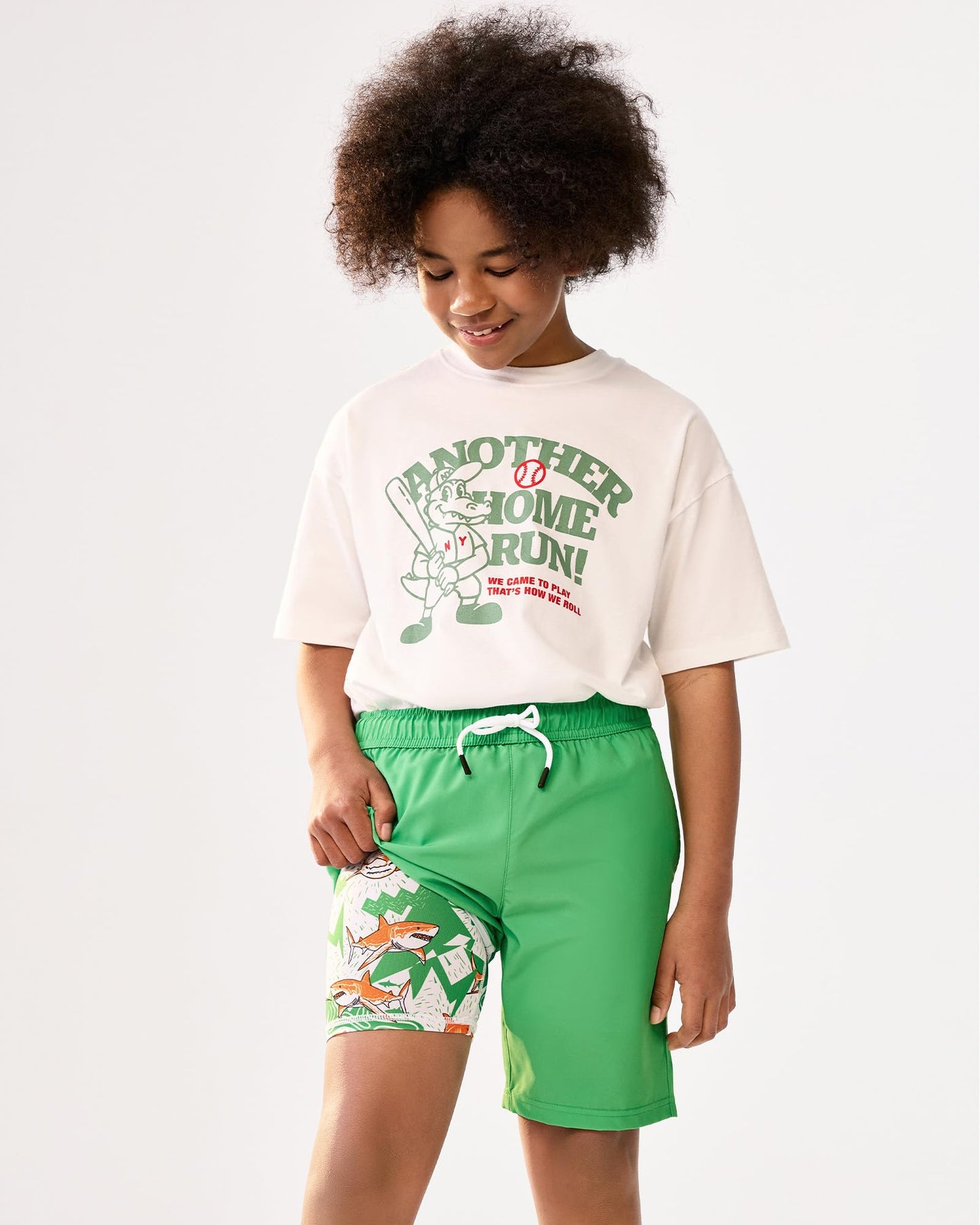 maamgic Boys Swim Trunks with Compression Liner 4-Way Stretch Quick Dry Bathing Suit Toddler Beach Shorts Retro Green 5-6 Years