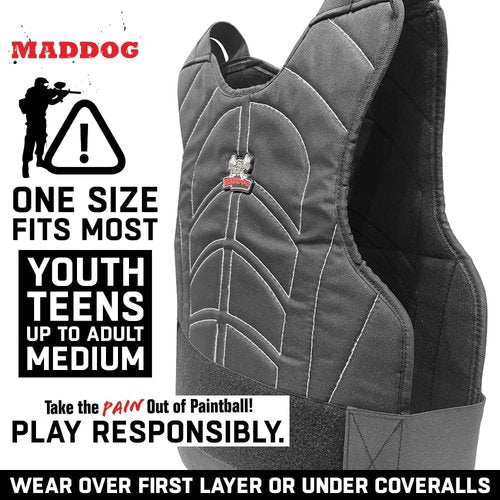 Maddog Sports Padded Chest Protector - Lightweight Impact Protection Vest | Adjustable Waist Straps - One Size Fits Most for Youth & Adults