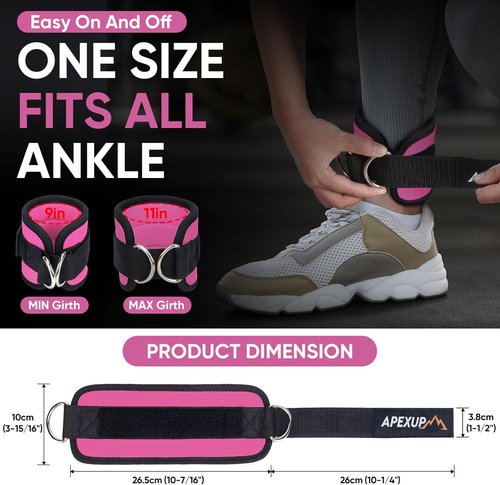 APEXUP Ankle Strap for Cable Machine, Ankle Resistance Bands, Cable Kick Back Ankle Straps for Gym, Glute Workouts, Leg Extensions, Adjustable Straps with Neoprene Padding