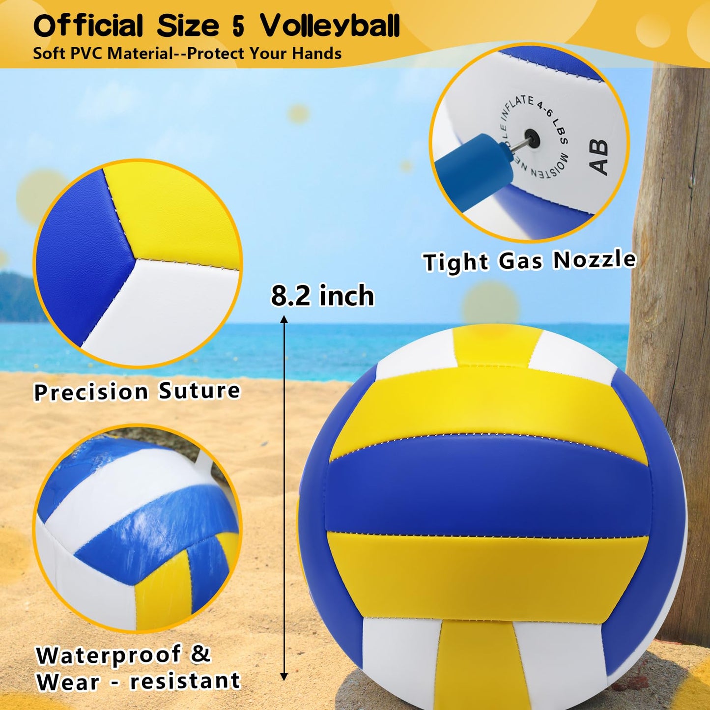 ZHUOKECE Outdoor Portable Volleyball and Badminton Net Combo Set, Official Size 5 Volleyballs Pickleball and Badminton Set for Backyard Games (Blue+Green)