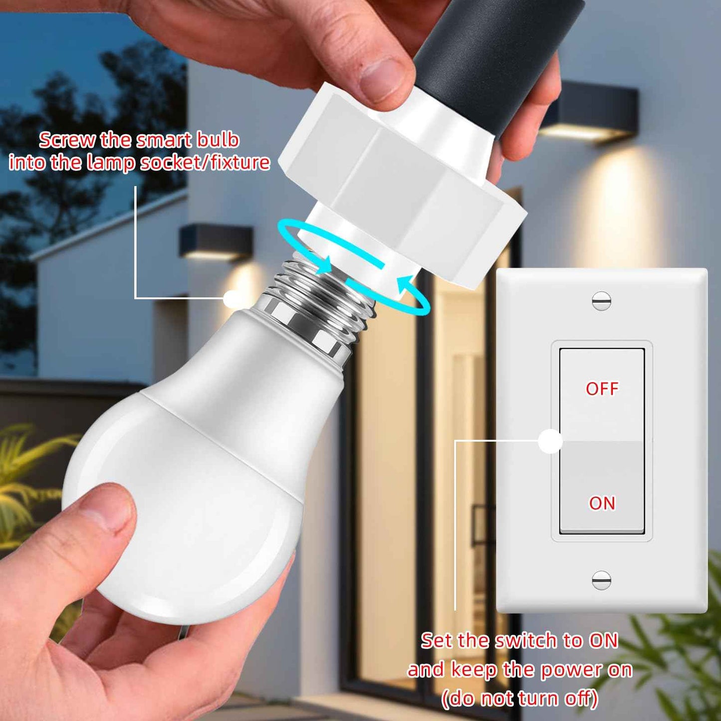 Light Socket Outlet Adapter with USB Port, Porch Light Socket for Use with Smart Bulbs, Light Bulb Socket Extender Compatible with Wyze Cam v3, Blink Mini, LED Light Strips 5V 1.5A (2-Pack)