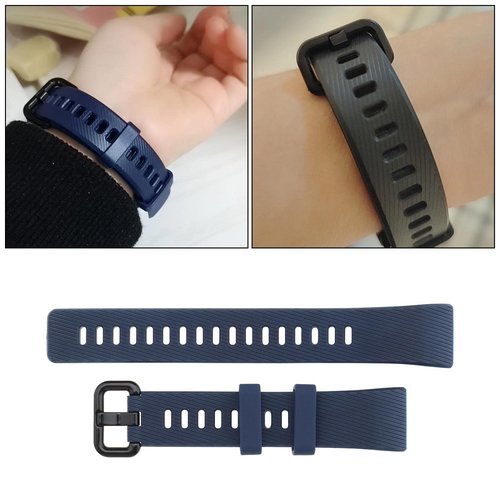 ECSiNG Silicone Watch Strap Compatible with Huawei Band 4 Pro/Band 3 Pro/Band 3 Fitness Tracker Sport Watch Band Quick Release Wristband Black & Blue