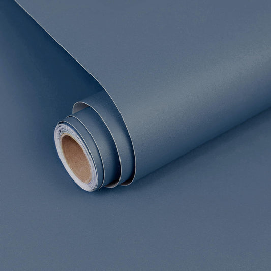 Biyoee Navy Blue Peel and Stick Wallpaper 15.7”x 118” Matte Blue Self-Adhesive Removable Contact Paper Solid Color Waterproof Vinyl Roll for Cabinets Furniture Renovation Bedroom Wall Covering