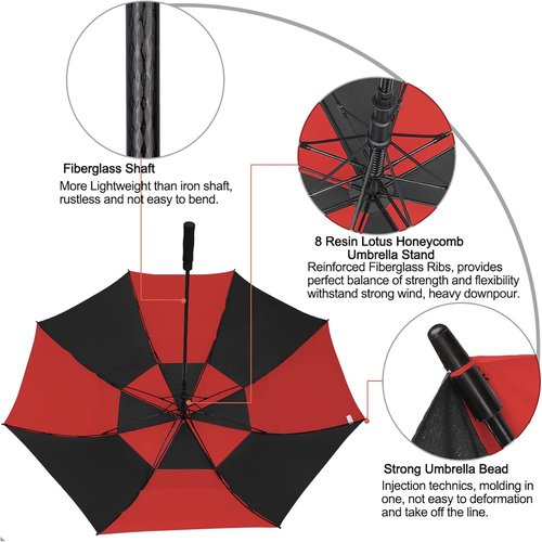 G4Free Automatic Open Golf Umbrella - Oversized Double Canopy, Windproof & Waterproof | 47-72 Inch Sizes