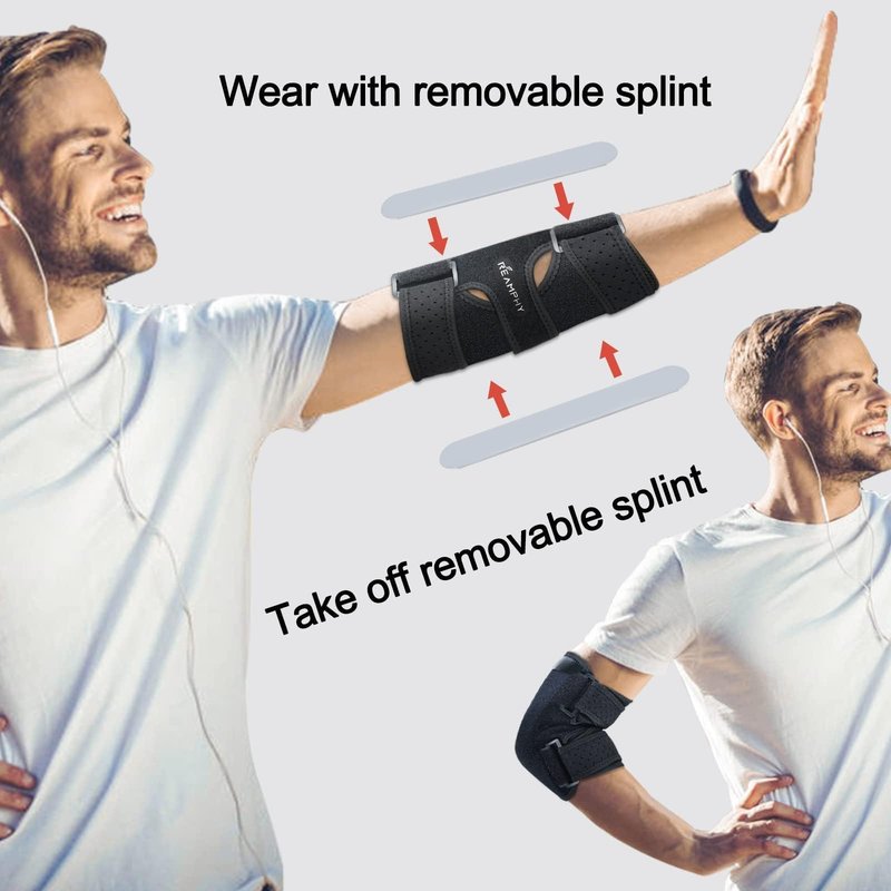 Reamphy Elbow Brace,Comfortable Night Elbow Sleep Support,Elbow Splint, Adjustable Stabilizer Splints,Cubital Tunnel Syndrome,Tendonitis,Ulnar Nerve,Tennis,Fits for Men and Women(Small)