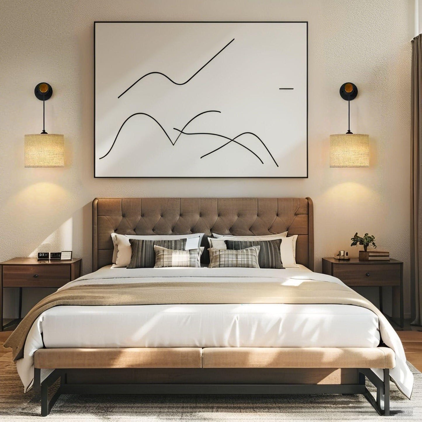 Yiridrme Battery Operated Wall Sconces Set of 2, Wireless Rechargeable Wall Light with Lampshade & Remote, Dimmable Wall Lamp for Bedroom, Living Room, Hallway