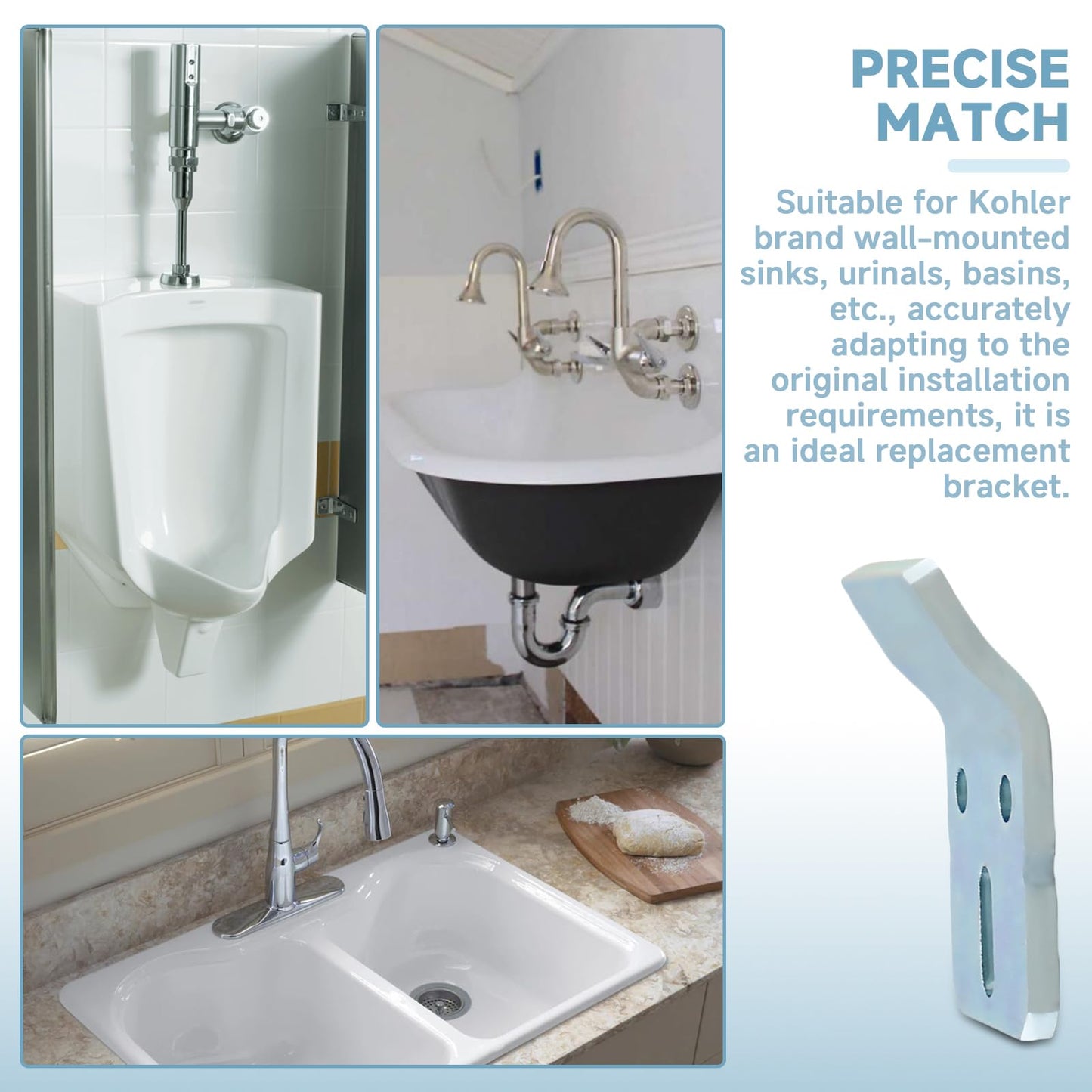 (2-Pack) 1224196 Parts Hook Kit Suitable for Kohler Brand Wall-Mounted Sinks, Urinals, Basins, etc. - Wall-Mounted Sink Hook Bracket, Wall-Mounted Pedestal Sink Bracket