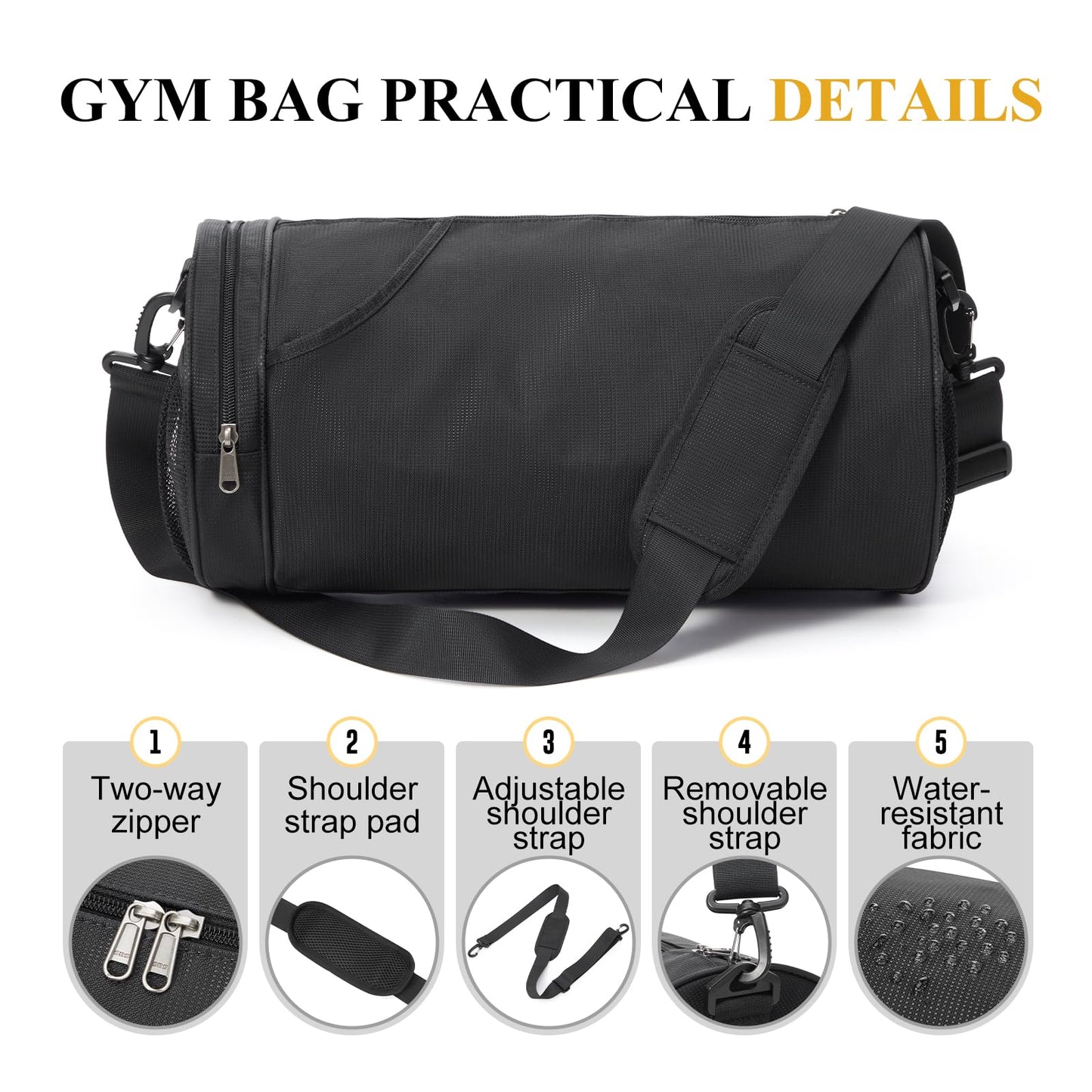 Small Sports Gym Bag Workout Lightweight Mini Duffel Bags for Men Women,Daily Bag,Medium(Black)