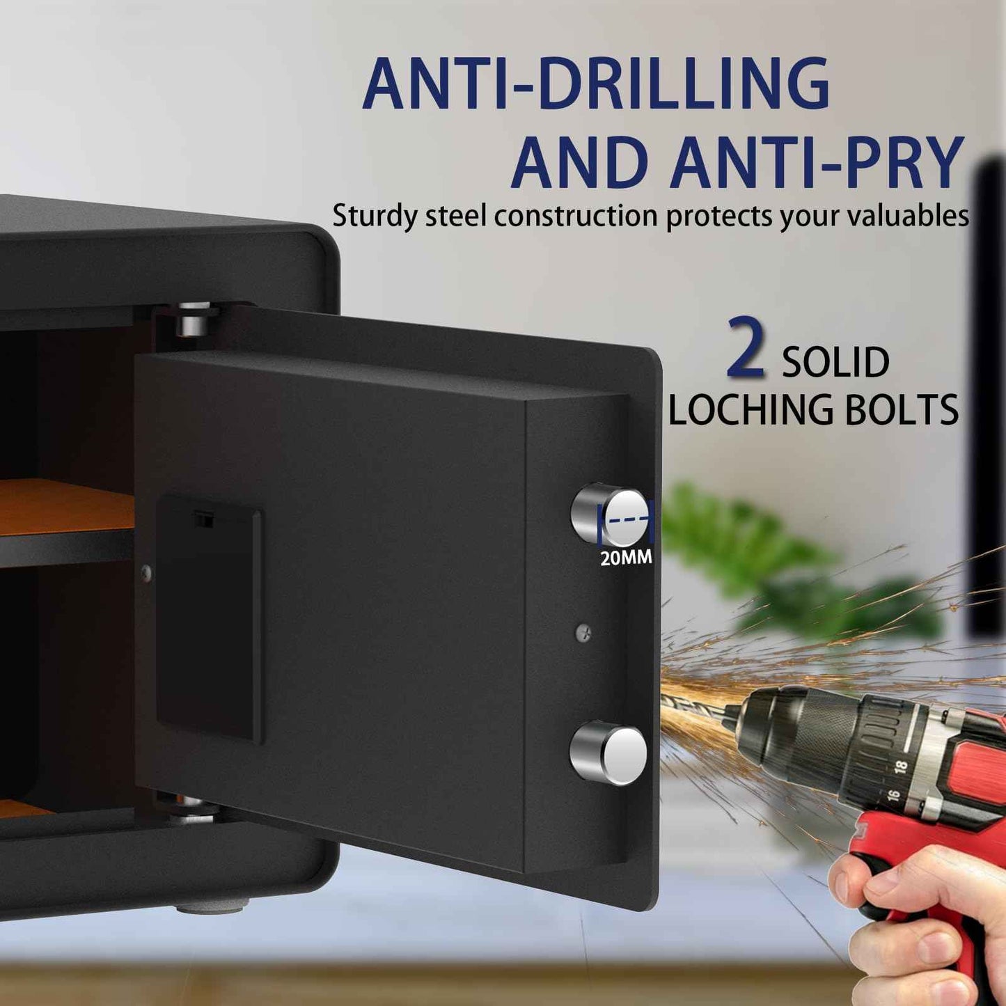 OUSURO 0.8 Cub Safe - Small Home Security Safe for Money, Jewelry, Documents, Solid Steel Lock Box with Digital Electronic Security Keypad (Black)