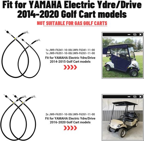 CLUBRALLY 3 PCS Dual Brake Cable Kit, Stainless Steel Core Cable Applicable to Yamaha Ydre/Drive Electric Golf Cart 2014-2020 OEM#JW9-F6341-10-00/JW9-F6341-11-00, JW9-F6351-10-00/JW9-F6351-11-00