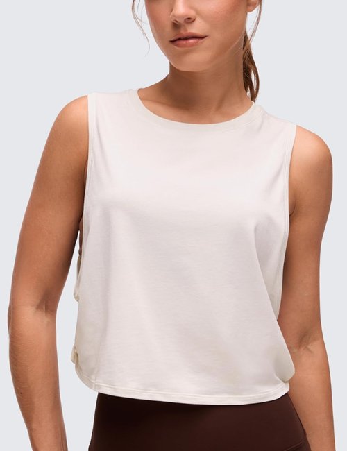 CRZ YOGA Pima Cotton Tank Top for Women - Loose Sleeveless Athletic Shirt for Yoga & Gym