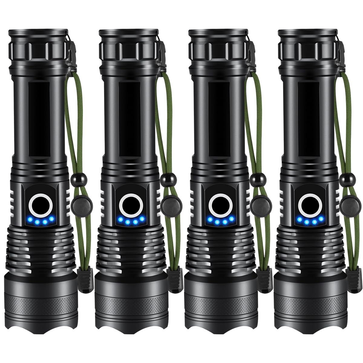 LNRYY Flashlights High Lumens Rechargeable, 4Pack Rechargeable Flashlights, Super Bright Flashlight, 5Mode Tactical Flashlights High Lumens, LED Flashlight High Powered, Waterproof Flash Light LED