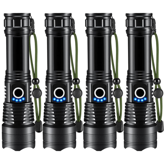 LNRYY Flashlights High Lumens Rechargeable, 4Pack Rechargeable Flashlights, Super Bright Flashlight, 5Mode Tactical Flashlights High Lumens, LED Flashlight High Powered, Waterproof Flash Light LED