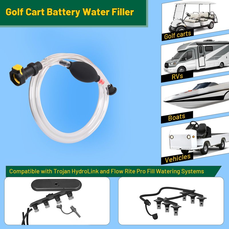 Micacia Golf Cart Water Filler for Trojan HydroLink Watering System, Golf Cart Hand Water Pump Supply for Flow Rite Pro Fill Watering System, Squeeze Bulb Hand Pump for RV or Golf Cart
