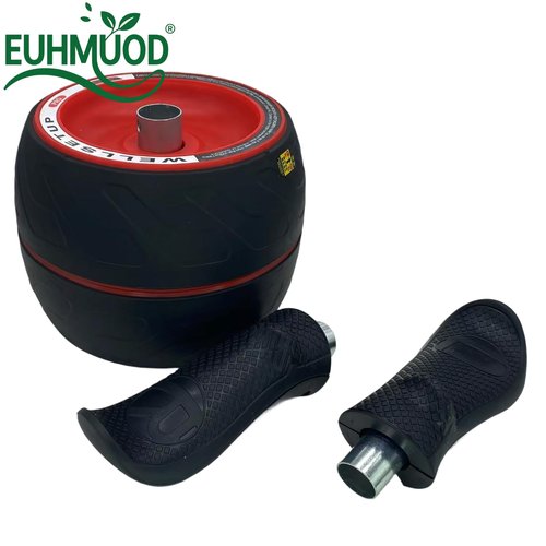 EUHMUOD Ab Roller Wheel with Built-in Spring Resistance, Ergonomic Core Workout Equipment for Home Gym, Dual-Wheel Design & Non-Slip Grips - 300lb Capacity