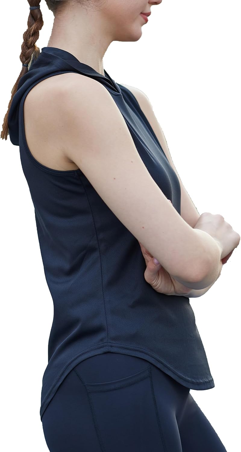 Skiennix Women's Hooded Tank Top - Quick Dry Sleeveless Yoga & Running Shirt | Perfect for Gym Workouts