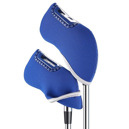 10pcs Neoprene Golf Iron Club Covers See Through Window Head Cover(Blue)