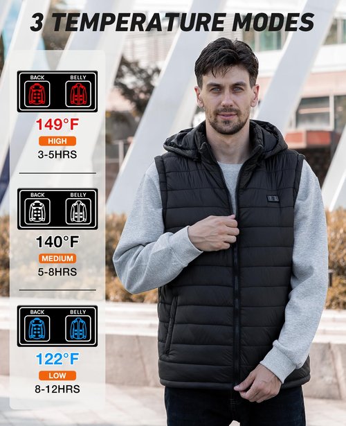 GISAEV Heated Vest for Men with 10,000ɱAh Βāttery Pack Included, Lightweight Winter Outdoor Men's Heating Vest (X-Large)