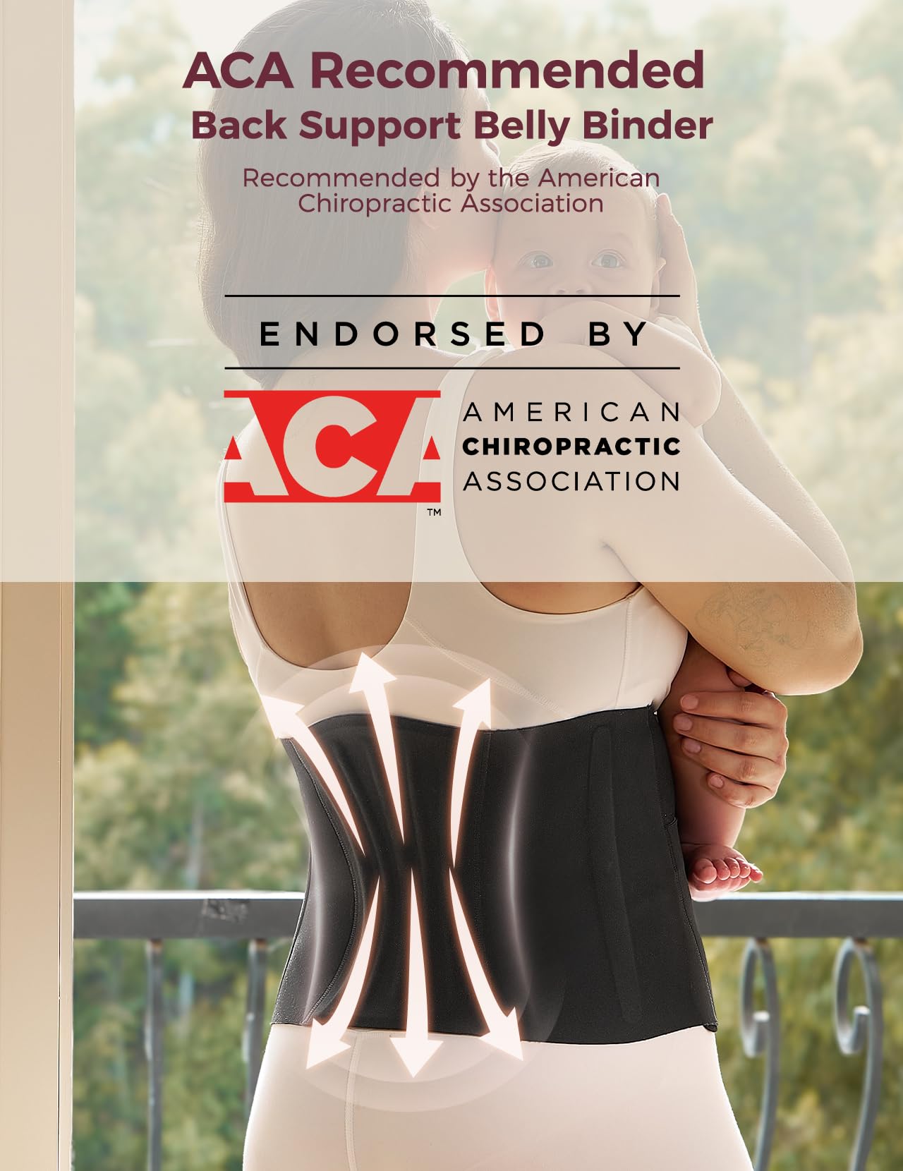 Momcozy Ergowrap Abdominal Binder Postpartum, Post Surgery Belly Binder with 3D Lifting & Back Support, 9" Tummy Tuck Compression Garment