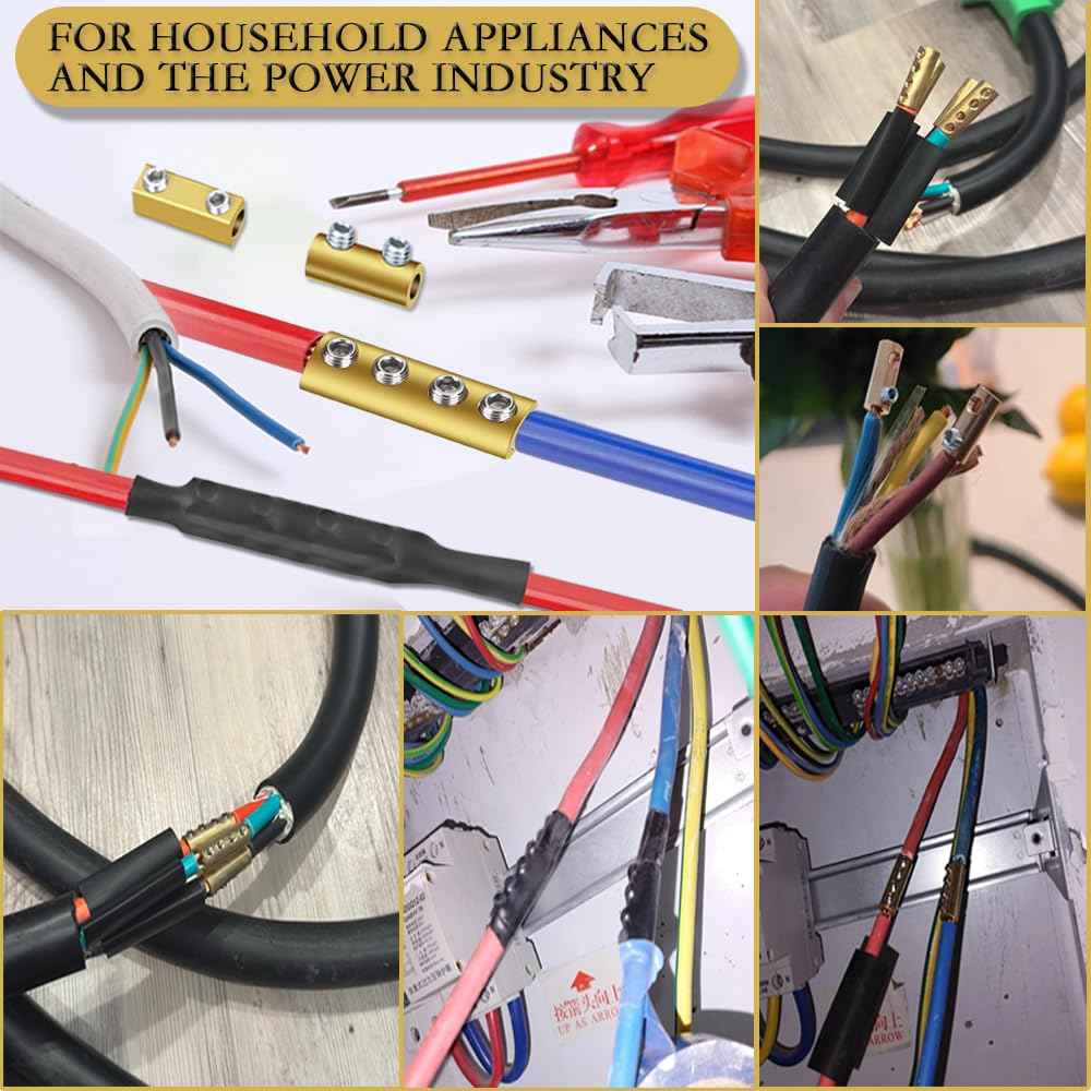 40pcs 6, 8, 10 AWG Wire Connectors, Quick Wiring Connection Terminal, Circuit Connector Wire Connector with 100 Screws, 40 Heat Shrink Tube & Wrench, for Household appliances and The Power Industry.