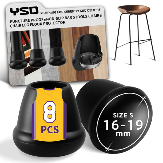 0.75 Inch Heavy Duty Rubber Chair Leg Caps - 8 PCS Non-Slip Furniture Floor Protectors with Metal Inserts for Wood, Tile, Carpet - Fits Chairs,Stools,Bar Stools