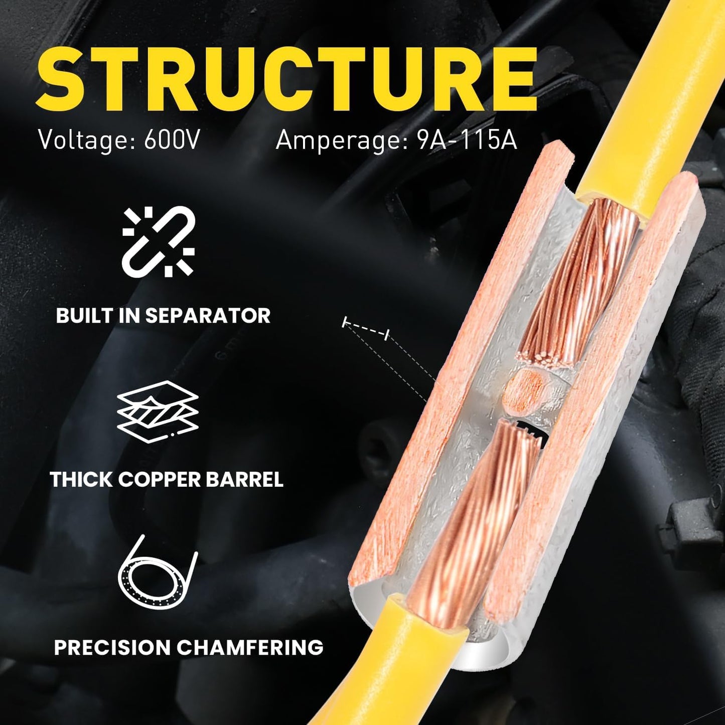haisstronica 200PCS Non Insulated Butt Connectors Kit with Heat Shrink Tubing, AWG 22-16 Tinned Copper Seamless Butt Splice Terminals and 3:1 Shrink Tube for Automotive, Marine, Wiring Projects