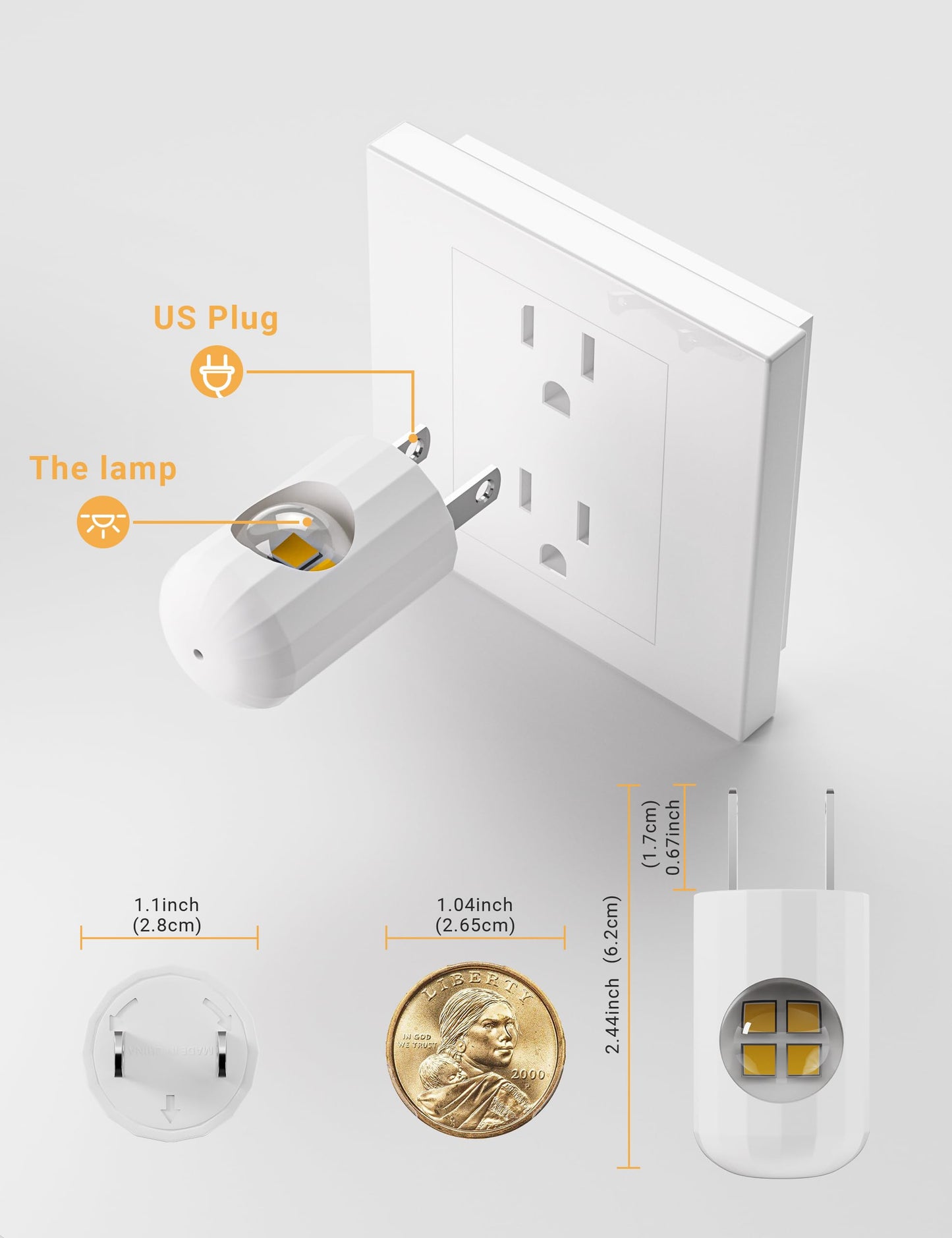 GEPLAD LED Night Light Plug-in Wall Outlet Light, 5000K Daylight,Ambient Lighting,Nightlight for Bedroom, Bathroom, Nursery, Hallway, Kitchen 6 Pack