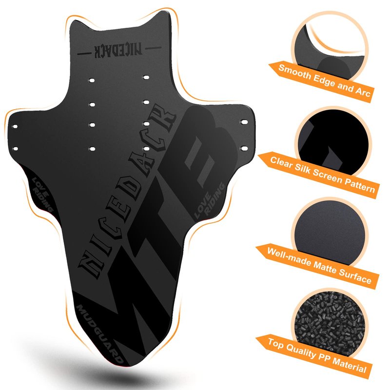 NICEDACK Mudguards Mountain Bike, 2 Pieces Mudguards Fit 20-29 Inch MTB Mudguard Front and Rear Compatible Bicycle Splash Guard (Black)