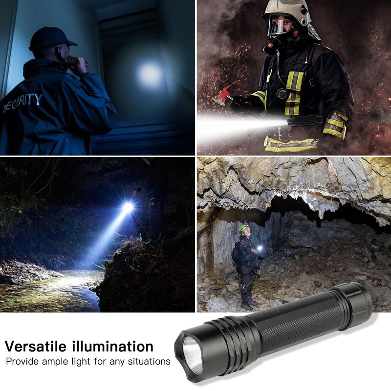 KunHe Tactical Flashlight High Lumens Rechargeable Duty Flashlight with Belt Holster Bright LED Police Flash Light with 4 Modes Long Lasting IPX7 Water Resistant for Security Camping and Emergency