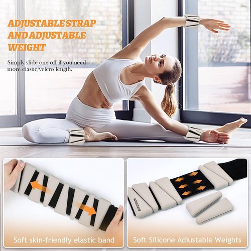 BECOJADDE Ankle Weights - Adjustable Set of 2 (1 lb/2 lb/3 lb) for Pilates, Running & Yoga
