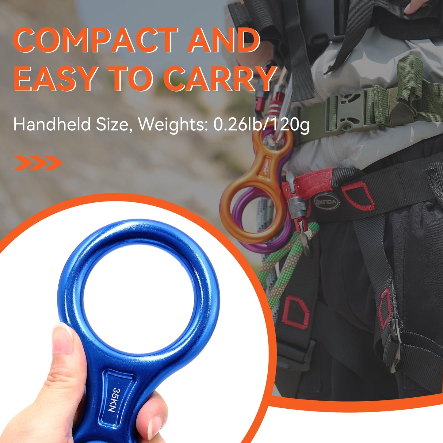 AOKWIT Rescue Figure 8 Descender Climbing Gear Downhill Equipment 35KN/3500kg 7075 Aluminum Alloy Rigging Plate for Climbing Belaying and Rappeling Device (Blue)
