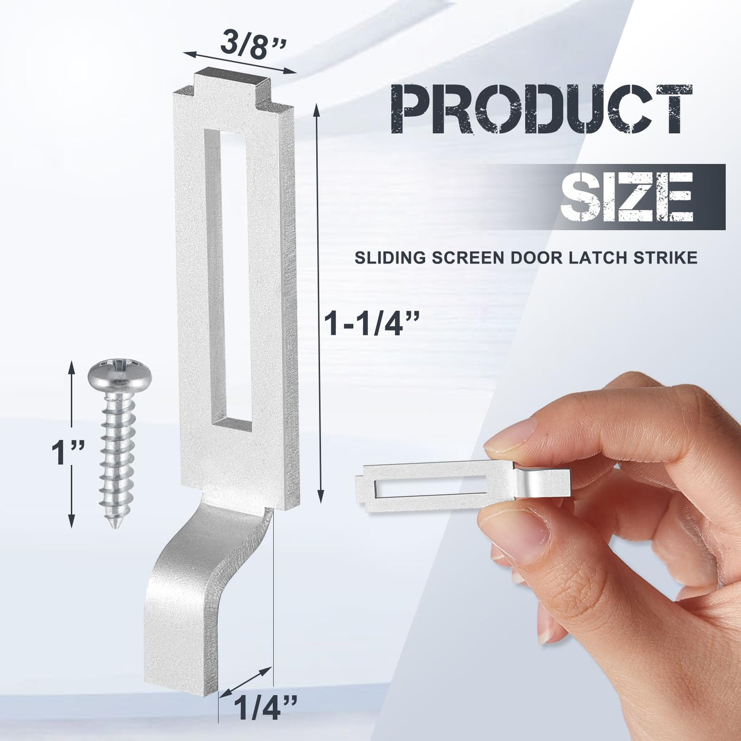 Tandefio A 148 Steel, 6 Pcs Sliding Screen Door Latch Strikes Adjustable 1/4" Grip, 13/32" Wide Sliding Door Keeper with Mounting Screws for Patio Window Pet Proof Fit All Kinds of Fixings